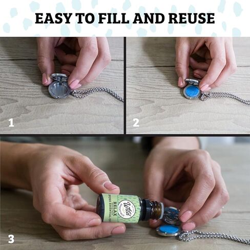 قلادة موزع الزيوت العطرية من الكروم الأسود من Wild Essentials، مدلاة للعلاج العطري من الفولاذ المقاوم للصدأ، حبل من النايلون الأسود، مع 12 وسادة ملونة، مجوهرات عطرية متغيرة اللون قابلة للتخصيص in Kuwait