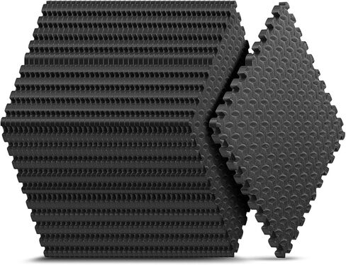 Home Gym Mat, Puzzle Exercise Mat, 1of EVA Interlocking Foam Floor Tiles for Home Workout Equipment and Kids' Play Areas - Grey, 24 in x 24 in x ½ in - 32 Tiles (Grey, 32 Pack 128 sq ft) in Kuwait