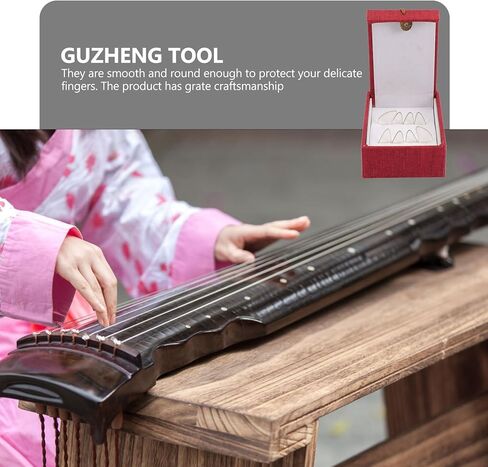 أغطية أصابع واقية لأظافر اللعب من Toyvian Guzheng، أغطية أصابع Guzheng كبيرة من الكريستال الأبيض لحماية أطراف الأصابع، ملحقات أدوات السلسلة in Kuwait