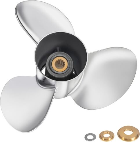13 1/4x17 مروحة قارب خارجية من الفولاذ المقاوم للصدأ لـ BRP Johnson Evinrude 40-140HP 13 Spline Tooth، 763951، متوافقة مع Evinrude 50 60 65 70 75 85 88 90 100 110 112 115 120 125 130 135HP، RH in Kuwait