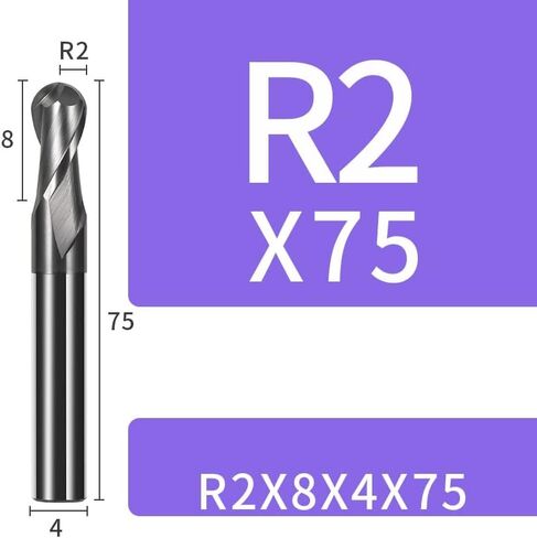 مطحنة نهاية الكرة الأنفية 2 فلوت HRC45 درجة من كربيد التنجستن الصلب أدوات مطاحن نهاية الكرة ذات الزاوية المستديرة باستخدام الحاسب الآلي قاطعة الطحن الحلزونية in Kuwait