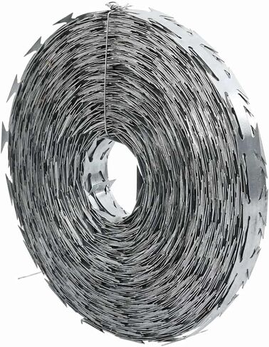 vidaXL Razor Wire Silver 1968.51 x 0.75 in Galvanised steel, Outdoor Barrier, Circular and Industrial Style, Waterproof Materials with Galvanized Wire, Great for Security in Kuwait