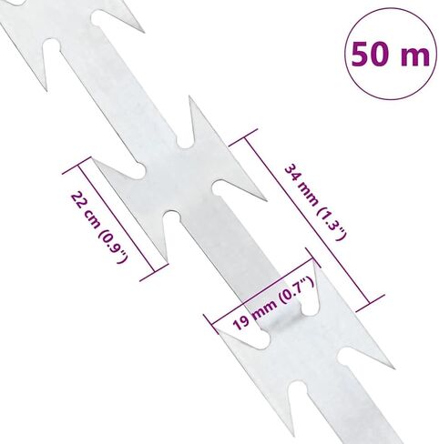 vidaXL Razor Wire Silver 1968.51 x 0.75 in Galvanised steel, Outdoor Barrier, Circular and Industrial Style, Waterproof Materials with Galvanized Wire, Great for Security in Kuwait