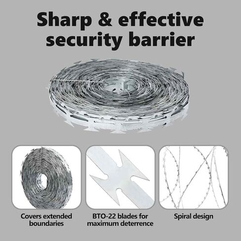 vidaXL Razor Wire Silver 1968.51 x 0.75 in Galvanised steel, Outdoor Barrier, Circular and Industrial Style, Waterproof Materials with Galvanized Wire, Great for Security in Kuwait