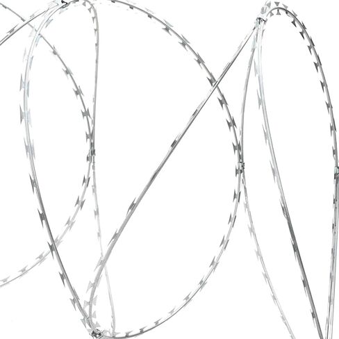 vidaXL Razor Wire Silver 1968.51 x 0.75 in Galvanised steel, Outdoor Barrier, Circular and Industrial Style, Waterproof Materials with Galvanized Wire, Great for Security in Kuwait