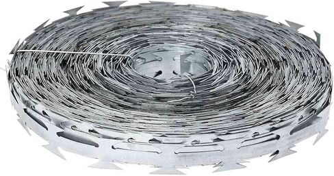vidaXL Razor Wire Silver 1968.51 x 0.75 in Galvanised steel, Outdoor Barrier, Circular and Industrial Style, Waterproof Materials with Galvanized Wire, Great for Security in Kuwait
