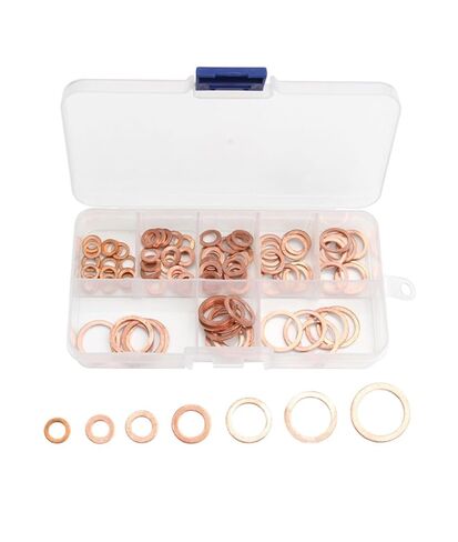 Copper Washers Assortment Kit, Flat Gaskets, 100 Pcs M4, M5, M6, M8, M10, M12, M14 in Saudi Arabia