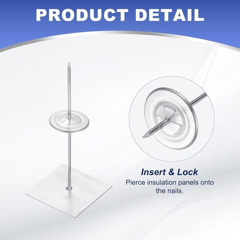 50mm Self Stick Insulation Pins, 30 Sets 1.5 Inch Self Locking Round Washers Aluminum Insulation Hangers for Foam Board Wall Floor Ceiling in Saudi Arabia