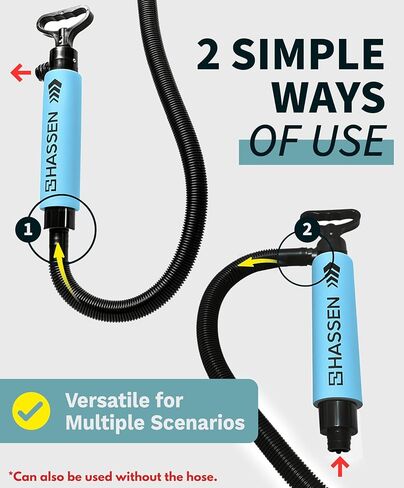Hassen Manual Bilge Pump للقوارب مضخات مياه يدوية محمولة لقوارب الكاياك والزورق - يجب أن تكون معدات السلامة البحرية الطويلة خرطومًا بحرية ، وأدوات الشفط في حالة الطوارئ التخييم والمنزل in Kuwait