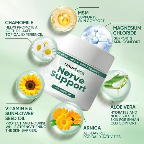 Nerve Relief Cream with MSM, Magnesium & Arnica, Fast Absorbing & Nighttime Comfort Nerve Relief Lotion for Hands, Feet & Legs, Soothing Nerve Formula, 3.53 oz in Saudi Arabia