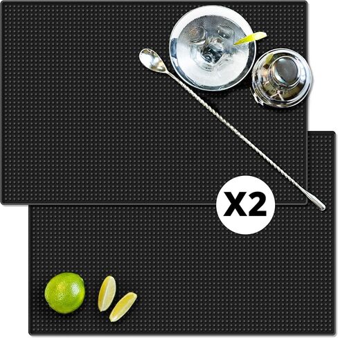 سجادات بار للمنضدة شديدة التحمل مكونة من قطعتين - 18 بوصة × 12 بوصة للنادل المطاطي غير القابل للانزلاق وحصيرة الانسكابات للبار المنزلي ومحطات البار والقهوة in Kuwait