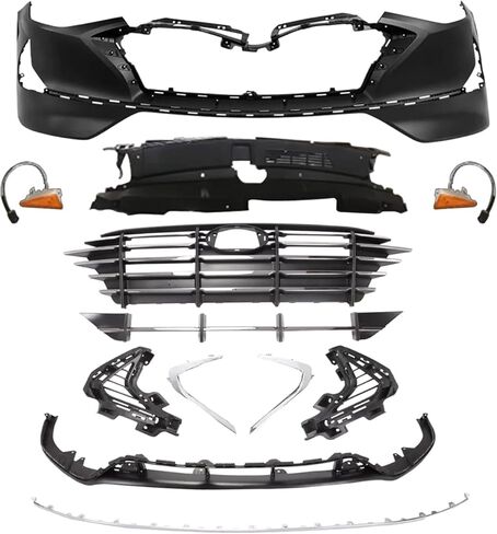 YHB Front Bumper Kit w/Upper Grille Lower Grill & Fog Lights fit for 2018-2019 Hyundai Sonata Hybrid Korea Built w/Tow Hook Hole - Front Bumper Set in Saudi Arabia