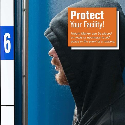 شريط حائط لقياس الارتفاع من BankSupplies - عرض 1 ½ بوصة × ارتفاع 91 سم - شريط دعم لاصق قابل للإزالة - مادة فينيل متينة - خلفية بيضاء وحروف سوداء - قياس الارتفاع للبالغين in Kuwait