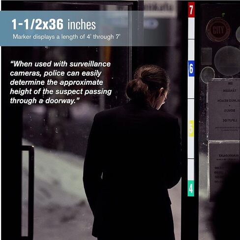 شريط حائط لقياس الارتفاع من BankSupplies - عرض 1 ½ بوصة × ارتفاع 91 سم - شريط دعم لاصق قابل للإزالة - مادة فينيل متينة - خلفية بيضاء وحروف سوداء - قياس الارتفاع للبالغين in Kuwait