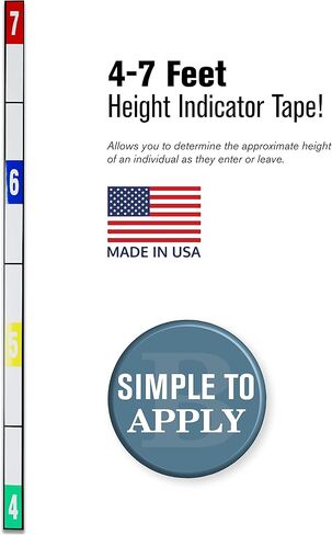 شريط حائط لقياس الارتفاع من BankSupplies - عرض 1 ½ بوصة × ارتفاع 91 سم - شريط دعم لاصق قابل للإزالة - مادة فينيل متينة - خلفية بيضاء وحروف سوداء - قياس الارتفاع للبالغين in Kuwait