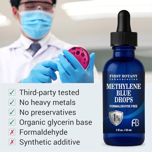 Methylene Blue Drops Pharmaceutical Grade - USP Grade, Third-Party Tested Brain Health Dietary Supplement for Humans, No Formaldehyde, Made in USA (1%) 2 fl oz Bottle in Kuwait