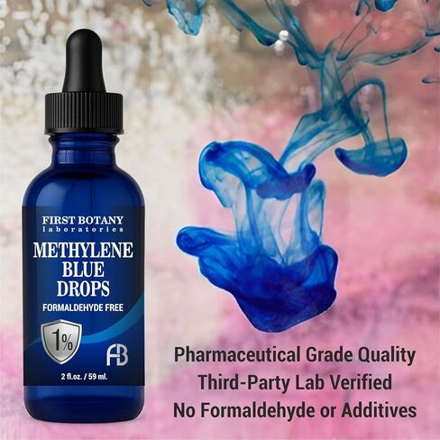 Methylene Blue Drops Pharmaceutical Grade - USP Grade, Third-Party Tested Brain Health Dietary Supplement for Humans, No Formaldehyde, Made in USA (1%) 2 fl oz Bottle in Kuwait