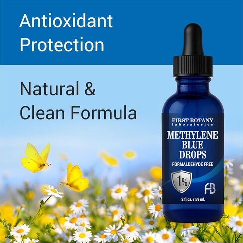 Methylene Blue Drops Pharmaceutical Grade - USP Grade, Third-Party Tested Brain Health Dietary Supplement for Humans, No Formaldehyde, Made in USA (1%) 2 fl oz Bottle in Kuwait