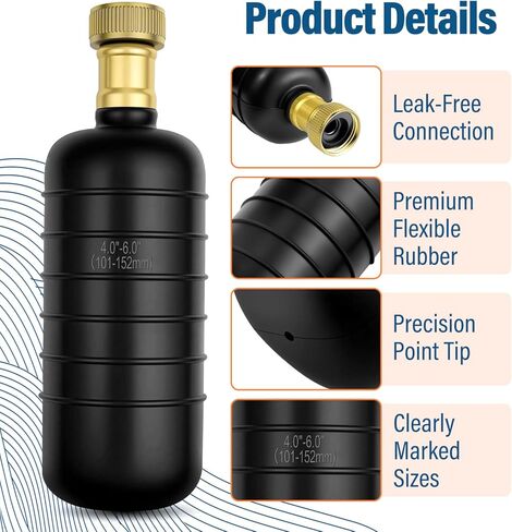 3 Pack Drain Bladder Kit, Rubber Drain Cleaning Bladder Fits 1"–6" Pipes, Unclogger for Sinks, Showers, Bathtubs, Pools, Main Drains & Outdoor Sewer Lines in Kuwait