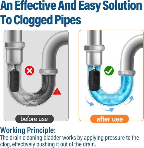 3 Pack Drain Bladder Kit, Rubber Drain Cleaning Bladder Fits 1"–6" Pipes, Unclogger for Sinks, Showers, Bathtubs, Pools, Main Drains & Outdoor Sewer Lines in Kuwait