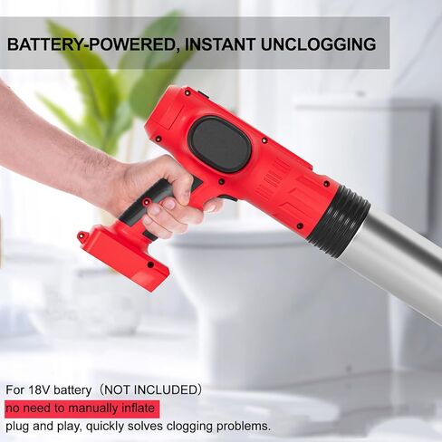 مكبس مرحاض كهربائي لاسلكي من Rozlchar متوافق مع بطارية ميلووكي 18 فولت (بدون بطارية)، أداة فك انسداد تصريف الضغط العالي مع 3 رؤوس قابلة للتبديل للمغاسل وحوض الغسيل والمراحيض in Kuwait