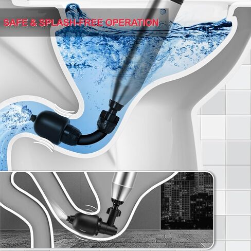 مكبس مرحاض كهربائي لاسلكي من Rozlchar متوافق مع بطارية ميلووكي 18 فولت (بدون بطارية)، أداة فك انسداد تصريف الضغط العالي مع 3 رؤوس قابلة للتبديل للمغاسل وحوض الغسيل والمراحيض in Kuwait