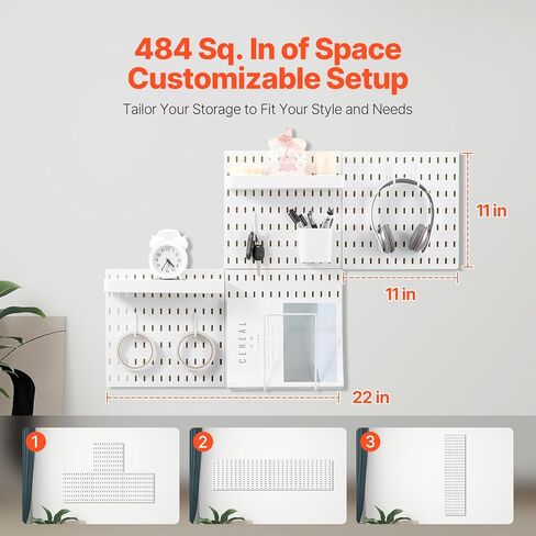 مجموعة مجموعة VEVOR Pegboard، لوحة Pegboard بلاستيكية مقاس 27.94 سم × 27.94 سم، 4 لوحات، طقم منظم حائط لوح ربط مع ملحقات، لتخزين أدوات المرآب، غرفة المعيشة، المطبخ، غرفة الحرف، المكتب، الحمام، المنزل، أبيض in Saudi Arabia