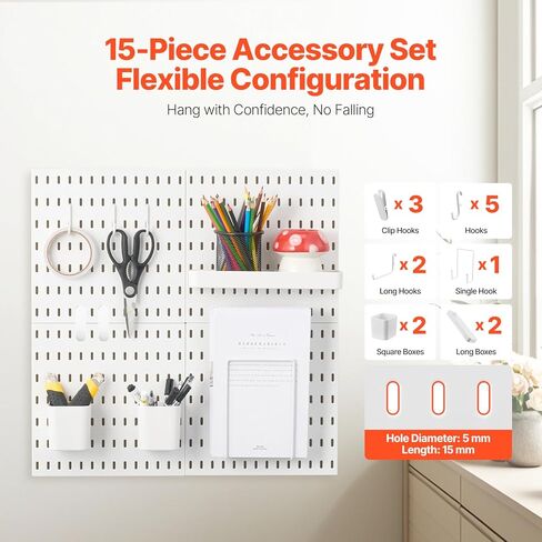 مجموعة مجموعة VEVOR Pegboard، لوحة Pegboard بلاستيكية مقاس 27.94 سم × 27.94 سم، 4 لوحات، طقم منظم حائط لوح ربط مع ملحقات، لتخزين أدوات المرآب، غرفة المعيشة، المطبخ، غرفة الحرف، المكتب، الحمام، المنزل، أبيض in Saudi Arabia
