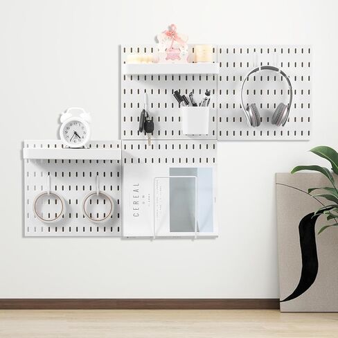 مجموعة مجموعة VEVOR Pegboard، لوحة Pegboard بلاستيكية مقاس 27.94 سم × 27.94 سم، 4 لوحات، طقم منظم حائط لوح ربط مع ملحقات، لتخزين أدوات المرآب، غرفة المعيشة، المطبخ، غرفة الحرف، المكتب، الحمام، المنزل، أبيض in Saudi Arabia