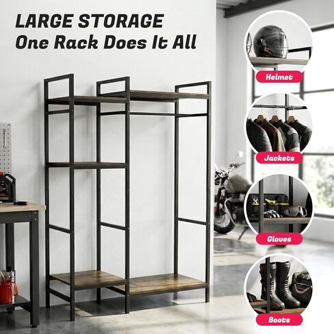 رف معدات الدراجات النارية من TONGMO، حامل خوذة عالي التحمل، رف تخزين كبير لمعدات الدراجات النارية للخوذة والسترة والأحذية وإكسسوارات الركوب in Kuwait