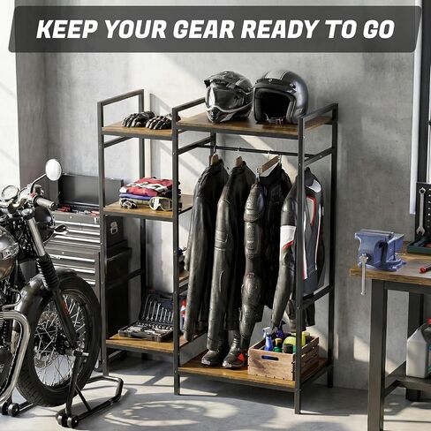 رف معدات الدراجات النارية من TONGMO، حامل خوذة عالي التحمل، رف تخزين كبير لمعدات الدراجات النارية للخوذة والسترة والأحذية وإكسسوارات الركوب in Kuwait