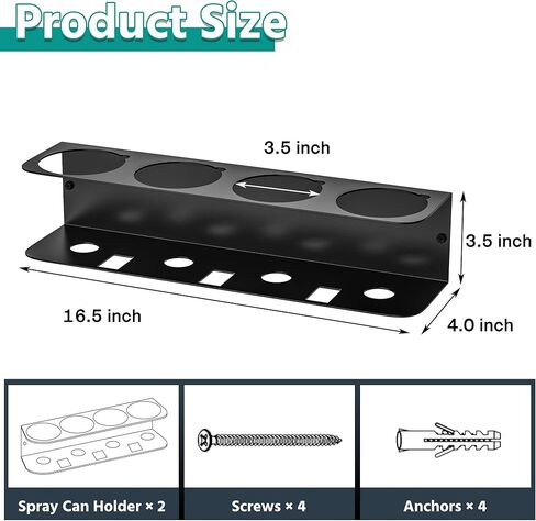 حامل علب الرذاذ من إيفيرهانجر، رف تخزين زجاجات الرش على الحائط، منظم زجاجات الطلاء شديد التحمل للمرآب والمنزل، 8 فتحات للعلب in Kuwait