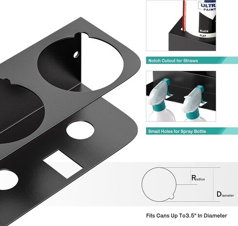 حامل علب الرذاذ من إيفيرهانجر، رف تخزين زجاجات الرش على الحائط، منظم زجاجات الطلاء شديد التحمل للمرآب والمنزل، 8 فتحات للعلب in Kuwait