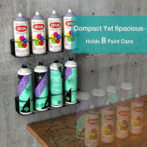 حامل علب الرذاذ من إيفيرهانجر، رف تخزين زجاجات الرش على الحائط، منظم زجاجات الطلاء شديد التحمل للمرآب والمنزل، 8 فتحات للعلب in Kuwait