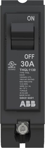 قاطع الدائرة ABB Q-Line® THQL1130 • قاطع أحادي القطب 30 أمبير • 120/240 فولت تيار متردد • تصنيف مقاطعة 10 kAIC • قاطع توصيل مغناطيسي حراري لمراكز التحميل in Saudi Arabia