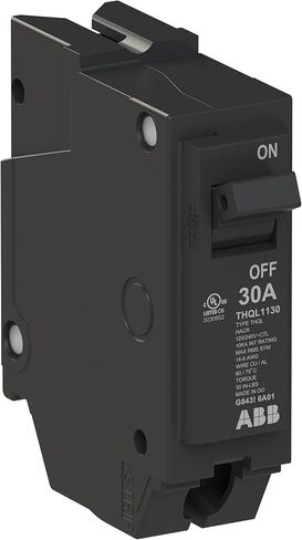 قاطع الدائرة ABB Q-Line® THQL1130 • قاطع أحادي القطب 30 أمبير • 120/240 فولت تيار متردد • تصنيف مقاطعة 10 kAIC • قاطع توصيل مغناطيسي حراري لمراكز التحميل in Saudi Arabia