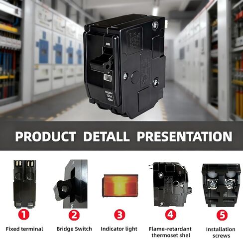 2-Pole 125 Amp Circuit Breaker, Compatible with QO2125, for QO Load Centers, CSED & NQOD Panels, Plug-On Type, 120/240V, Thermal Magnetic Protection in Saudi Arabia