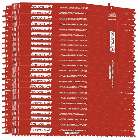 25 Pack 12 in 14/18 TPI Bi-Metal Reciprocating Saw Blades with Organizer Carbide Alloy Steel for Automobile Dismantling Metal Steel Cutting Non-Stick Coated for Less Heat for 1/16-5/16 Medium Metals in Kuwait