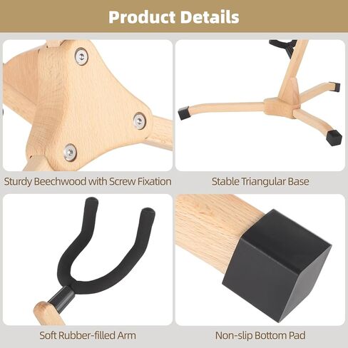 Saxophone Accessories, Easy Assembly, with Metal Screws, Beechwood Sax Stand, Alto Saxophone Holder, Triangular Design, Stability Enhanced in Saudi Arabia