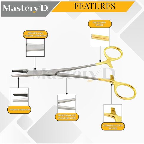 6.5" TC Olsen Hegar Needle Holder Driver with Tungsten Carbide Inserts and Gold Rings - Premium Grade Instrument - Hemostat with Scissors in Saudi Arabia