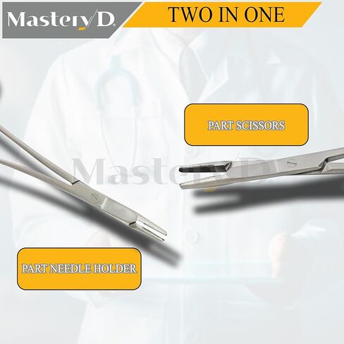 6.5" TC Olsen Hegar Needle Holder Driver with Tungsten Carbide Inserts and Gold Rings - Premium Grade Instrument - Hemostat with Scissors in Saudi Arabia