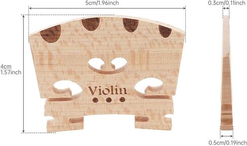Violin Bridge 4Pcs, 4/4 Full Size Premium Solid Maple Wood Violin bridge with String Position Identification, Hard Maple Fiddle Bridge Music Instrument Replacement Fit Most 4/4 Violins in Saudi Arabia