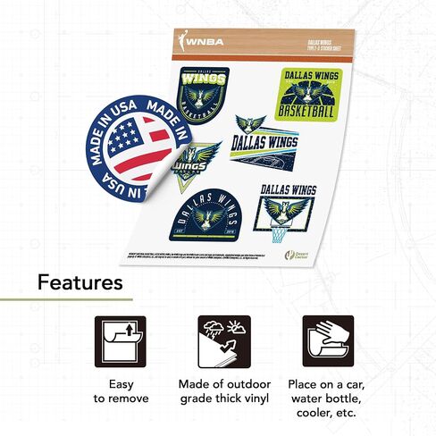 Desert Cactus Dallas Wings WNBA Women's National Basketball Association Officially Licensed Sticker Vinyl Decal Laptop Water Bottle Car Scrapbook (Type 2-3) in Saudi Arabia