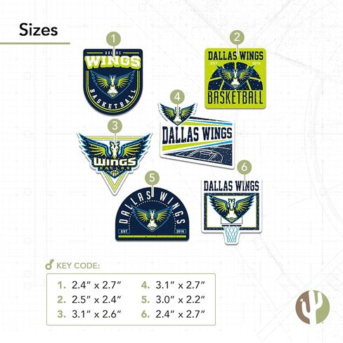 Desert Cactus Dallas Wings WNBA Women's National Basketball Association Officially Licensed Sticker Vinyl Decal Laptop Water Bottle Car Scrapbook (Type 2-3) in Saudi Arabia