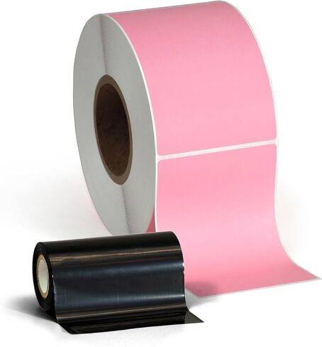 4" X 6" Thermal Transfer (Requires Ribbon) Perfed Stickers Labels for Shipping Labels & Color Coding - 1000 Per Roll on 3" Core - Compatible with Zebra, Datamax, Sato, and More (12 Pack, Pink) in Saudi Arabia