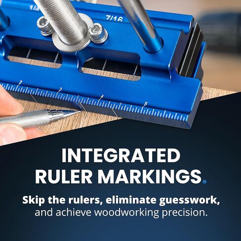 Eleon - Self Centering Dowel Jig with Elongated Jaws and Extra Wide Clamp - Precision Woodworking Made Effortless - Lasting Craftsmanship - Durable Aluminum Alloy Dowel Drill Guide - Red in Kuwait