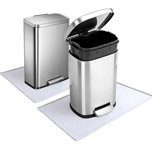 Trash Can Mat, 18.8 x 12 in Silicone Non Slip Under Garbage Can Mat with Raised Edge, Trash Can Mat for Kitchen Office Bedroom, Waterproof Floor Protector to Help Stop Sliding & Catch Spills in Kuwait