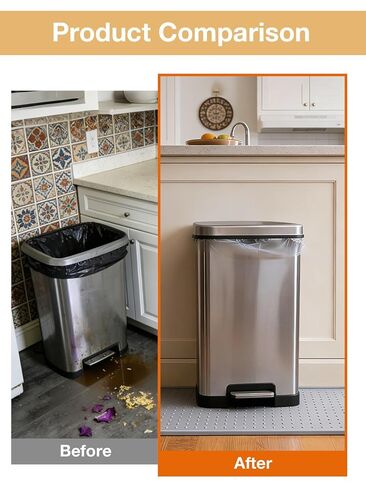Trash Can Mat, 18.8 x 12 in Silicone Non Slip Under Garbage Can Mat with Raised Edge, Trash Can Mat for Kitchen Office Bedroom, Waterproof Floor Protector to Help Stop Sliding & Catch Spills in Kuwait