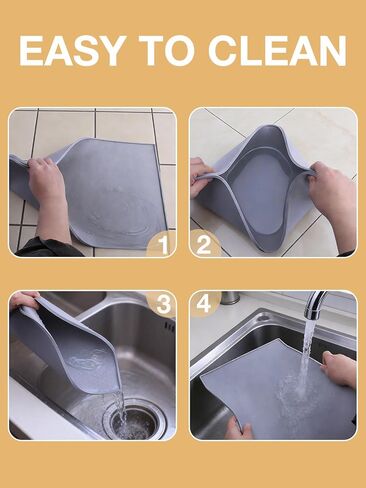 Trash Can Mat, 18.8 x 12 in Silicone Non Slip Under Garbage Can Mat with Raised Edge, Trash Can Mat for Kitchen Office Bedroom, Waterproof Floor Protector to Help Stop Sliding & Catch Spills in Kuwait