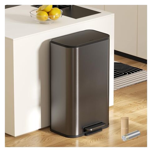Kitchen Bathroom (8 Gallon/30 Liter) Trash Can - Stainless Steel Garbage Cans with Foot Pedal, Recycling Bin with Lid for Office Bathroom Decor (White) in Saudi Arabia